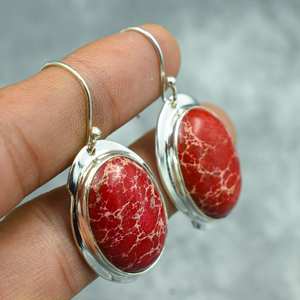 Boucles d'oreilles en sédiments de la mer Rouge, argent sterling 925, bijoux faits à la main, boucles d'oreilles en pierres précieuses, cadeau pour elle - Product Image 3