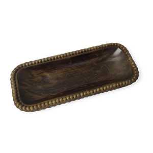 Wholesale Luxury Rustic Natural Mango Wood Eco-Friendly Rectangular Hand-Carved Candle Bowl Home Decor Wooden Beaded Candle - Product Image 4