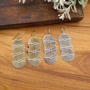 Moderno Retro Art Deco geométrico espiral pendientes colgantes oro plata ligero declaración joyería regalo perfecto - Product Image 4