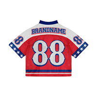 Camisetas de Fútbol Americanas Vintage Personalizadas, Estilo Francés, Tejido de Malla Holgado, Cuello en V, Corte Recto, para Hombre