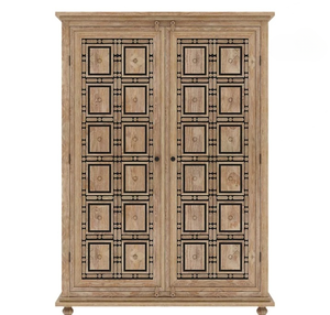 Handcrafted Solid Teak Wood Modern <b>Wardrobe</b> with Double Doors Armoire Closet with <b>Shelves</b> and Drawers <b>for</b> Bedroom and Hotel Use - Product Image 2