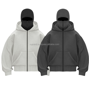 Unisex <b>Thick</b> <b>Fleece</b> Full Face Zip Hoodie Oversized Streetwear Mask Hooded <b>Jacket</b> Winter Warm Outdoor Casual Fashion Wear Style - Product Image 6