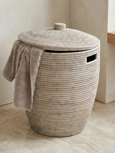 Grand panier à linge rond en rotin naturel, écologique, moderne et multifonctionnel - Product Image 1