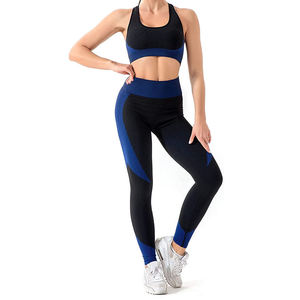 Conjunto de Yoga de 2 Piezas para Mujer, Sujetador Deportivo con Espalda Cruzada y Leggings de Cintura Alta, Ropa Deportiva, Spandex/Poliéster, Tallas Grandes - Product Image 2