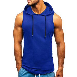 Wholesale Custom Solid Gym <b>Hoodies</b> Men Hot Sale Two Tone <b>Sleeveless</b> Zipper Pullover OEM Winter Season Quick Dry Plain Dyed - Product Image 1