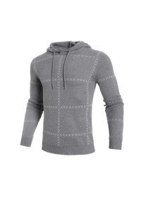 Pull à capuche à motif de grille pour hommes, pull Streetwear à manches longues, sweat à capuche d'extérieur en tricot doux, sweat-shirt décontracté à la mode pour hommes - Product Image 5