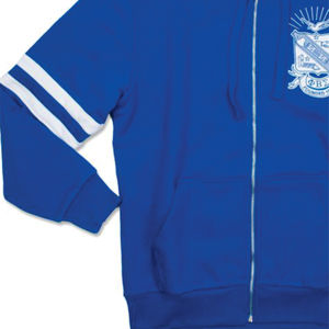 Logotipo personalizado 60% algodón 40% poliéster 350 GSM polar Chenille bordado azul PBS cremallera Sudadera con capucha - Product Image 4
