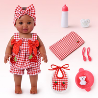 Muñeca Reborn Babeside de 15 Pulgadas, Bebé Sonriente de Vinilo Completo, Niña con Traje de Cuadros Rojos y Lazo, Modelo Nico