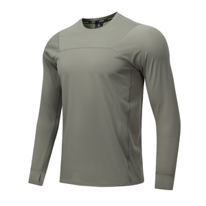 T-shirt de sport unisexe à manches longues et col rond pour l'automne, avec logo personnalisé, 100% polyester, respirant, pour la course à pied et le fitness - Product Image 3