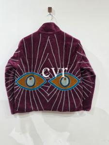 Abrigo de Terciopelo Bordado a Mano con Cuello Mandarín, Talla Grande, Ropa Exterior Bohemia para Mujer, Manga Larga, Patrón Geométrico, Ropa de Otoño - Product Image 3