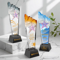 Personnalisation du trophée en cristal d'étoile de style créatif lumineux-pour les réunions annuelles commémoratives