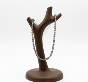 Collar de plata 925 de 18 pulgadas para mujer, cuentas de piedra de labradorita curativa, diseño anudado a mano de agua dulce, Idea de regalo de moda - Product Image 4