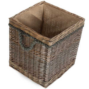 <b>Square</b> Rope-Handled Wicker Log <b>Basket</b> - Product Image 3
