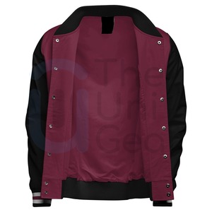 Veste universitaire pour homme en marron et noir avec patch brodé de lion, style preppy, col rabattu, coupe classique, vêtement d'automne - Product Image 2
