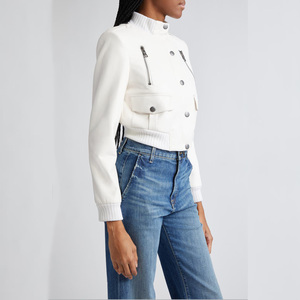 Chaquetas de cuero al por mayor para mujer Chaqueta de moto moderna de Smooth Silverton completada con un acogedor cuello falso con ribete acanalado - Product Image 4