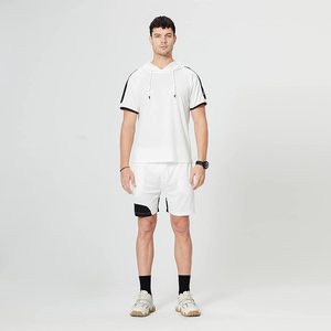 ชุดวอร์มแขนสั้นสองชิ้นสำหรับผู้ชายชุดวอร์มเสื้อเชิ้ตและชุดสั้นสำหรับฤดูร้อนงาน OEM ตามสั่ง - Product Image 5