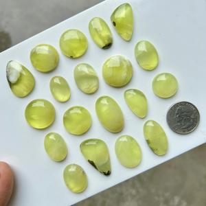 Natural Yellow Australian Prehnite Crystal Loose Gemstone with Both Sides Polished Flat Back Cabochon Mixed Shape for Healing - Product Image 2