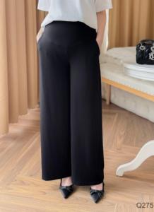 Pantalones de pierna ancha de maternidad con estampado informal de alta calidad para mujeres embarazadas cómodos con logotipo de cintura Q275 - Product Image 2