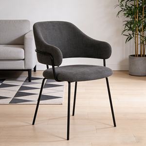 <span class=keywords><strong>Chaise</strong></span> de salle à manger contemporaine en tissu rembourré avec accoudoirs et pieds en métal pour la maison et la cuisine - Product Image 5