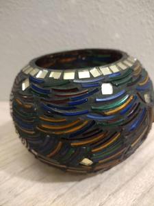 Wedding Christmas Beeswax Mosaic Colorful Gold Votive Small Modern Highly Scented Handmade Candle Holder - Product Image 5