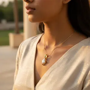 Colgante con Corte de Diamante para Mujer con Baño de Oro, Oro Rosa y Platino, Joyería de Uso Diario con Dijes de Rodio - Product Image 3