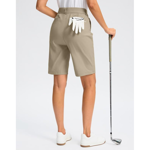Pantalones cortos de golf de algodón transpirable para mujer, pantalones cortos básicos atléticos de cintura alta suave con decoración de bolsillo, suministro al por mayor - Product Image 3