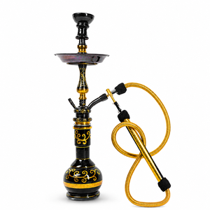 Ensemble de chicha de luxe de haute qualité Mini Komethera en laiton égyptien doré avec vase en verre et tige en cuivre - Product Image 1