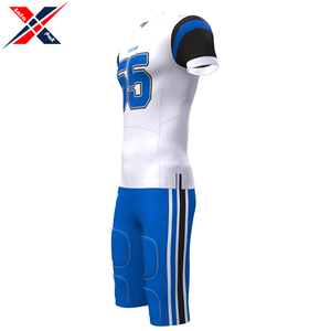 Uniforme de football américain personnalisé du meilleur fournisseur pour adultes 100% tissu polyester de bonne qualité couleur contrastée courte OEM - Product Image 2