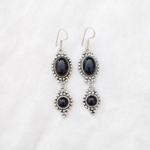 Black Onyx Multi Stone Dangle Drop Earrings 925 <b>Silver</b> Plated Ear <b>Wire</b> Crystal Design Handmade Boho Jewelry Gift for Her - Product Image 4