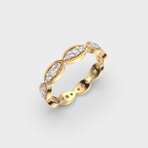 Anillo de banda infinita de cuatro filas diseñado con elegancia y lujo, con un diamante de laboratorio de 2 quilates engastado en punta, estilo eternidad. - Product Image 2