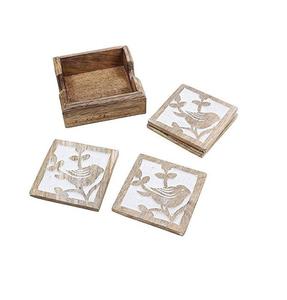 High Quality <b>Wooden</b> <b>Star</b> Coasters with Brass Inlay - Set of 4 Table Decoration trendy designer fancy table decorative coasters - Product Image 3