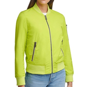 Chaqueta de béisbol de bombardero de satén con bordado de logotipo personalizado para mujer al por mayor, cortavientos de invierno, capucha impermeable, ropa de diseño de primavera - Product Image 1