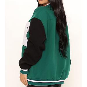 Chaqueta universitaria de alta calidad de fabricante personalizado, chaqueta universitaria de lana en blanco con el logotipo bordado por el cliente de su marca, chaqueta universitaria de béisbol para mujer - Product Image 6