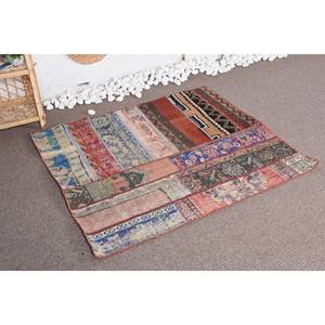 พรมสีน้ำเงินสไตล์โบฮีเมียนสไตล์วินเทจ4.2ft 3.6 X ขนสัตว์ออกแบบพื้นที่เย็บปะติดปะต่อกันขนาดใหญ่มีแผ่นยางรองสำหรับห้องโถงหรือห้องนอน - Product Image 3