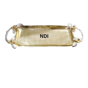 Handmade Modern Design Nickel-Finished Metal <b>Tray</b> for <b>Breakfast</b> and Dinner Serving for Table Decoration - Product Image 4