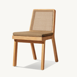 Silla de madera de teca con detalles de ratán en estilo moderno, adecuada para uso en exteriores, duradera y de buena calidad. - Product Image 4