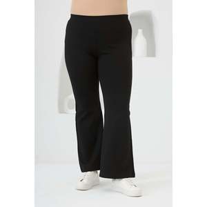 Plus Size Black Steel Knit <b>Flared</b> <b>Leggings</b> - Product Image 1