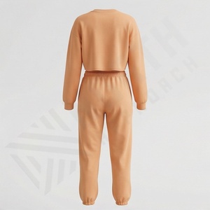 Custom Women Clothing Heavy Weight Crew Neck Tracksuit Latest Design Baggy Two Piece <b>Distress</b> Hoodie Sweatpants Set Sportswear - Product Image 2