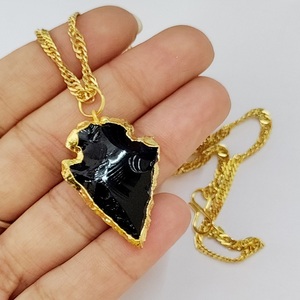 Bạc <span class=keywords><strong>Electroplated</strong></span> <span class=keywords><strong>Obsidian</strong></span> chữa bệnh Mặt dây chuyền Đen <span class=keywords><strong>obsidian</strong></span> đầu mũi tên điểm bán quý đá thủ công mỹ nghệ - Product Image 4