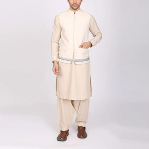 Chaleco de lona transpirable sin mangas de nuevo diseño para hombre, cuello mandarín, ropa exterior cómoda, temporadas de otoño, Mehndi, eventos altos - Product Image 3