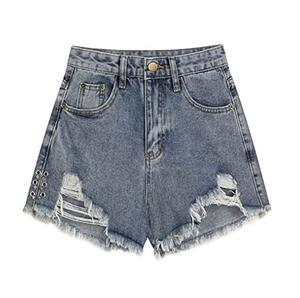 Acid Washed Vintage Jeans <b>Stretch</b> Fitness Yoga Wear Workout Custom <b>Denim</b> Jeans Shorts Hot Selling Breathable Wholesale OEM - Product Image 5