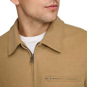 Veste en simili cuir vintage pour homme, couleur unie, col montant, fermeture éclair sur le devant, logo, technique de lavage, imperméable, écologique pour l'hiver - Product Image 6