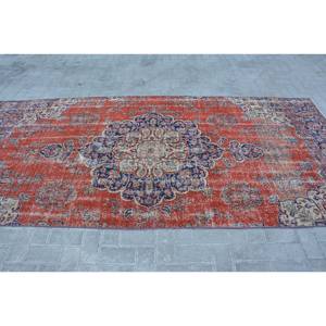 Alfombra turca Vintage de 4,7x10,6 pies, diseño de retazos rojo y azul, tejido plano de lana de área grande para decoración de sala de estar, respaldo de látex - Product Image 3