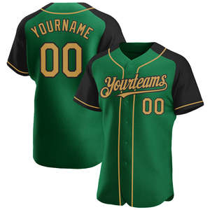 OEM logotipo personalizado Kelly verde oro viejo negro mangas raglán camiseta de béisbol ligera camiseta de béisbol para adultos y jóvenes - Product Image 1