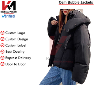 Chaquetas cortas acolchadas de burbujas para mujer para invierno cálido algodón acolchado con capucha abrigo de moda con cremallera prendas de vestir exteriores bolsillos chaquetas de burbujas - Product Image 4