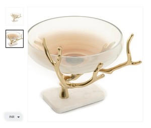 Elegante tazón decorativo Hermoso centro de mesa de lujo elegante acento para el hogar perfecto para la exhibición de la sala de estar - Product Image 1