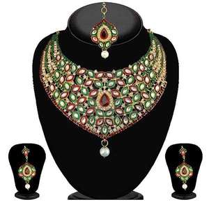 Kriaa Multicolor <b>Pearl</b> <b>Necklace</b> <b>Set</b> with Gold Plated Maang Tikka <b>Earring</b> Fine Jewelry <b>Sets</b> for Gifts-2101501 - Product Image 1