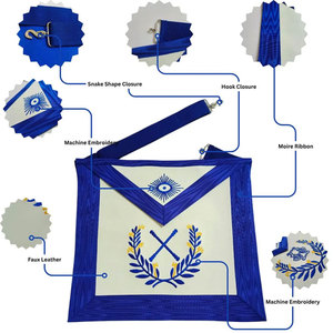 Delantal Masonic Blue Lodge Marshal: piel sintética, corona bordada y emblema - Product Image 2