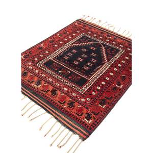 Tapis géométriques 3D faits à la main en viscose Aalam, rouge et orange, tissage plat pour salon, tapis de prière rectangulaire - Paem-955 - Product Image 2