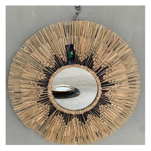 Elegante espejo de ratán para el hogar, espejo de ratán con acento, creado por un equipo de artesanos expertos, ideal para negocios y envíos a largo plazo - Product Image 2
